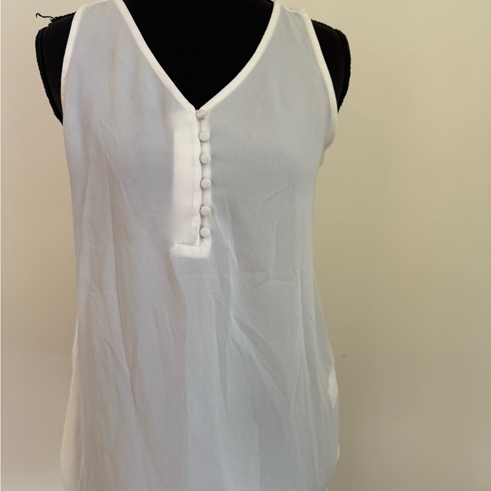 Express White V-Neck Tank Top